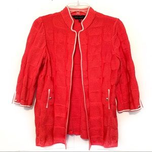 Ming Wang Coral Open Front 3/4 Sleeved Car…